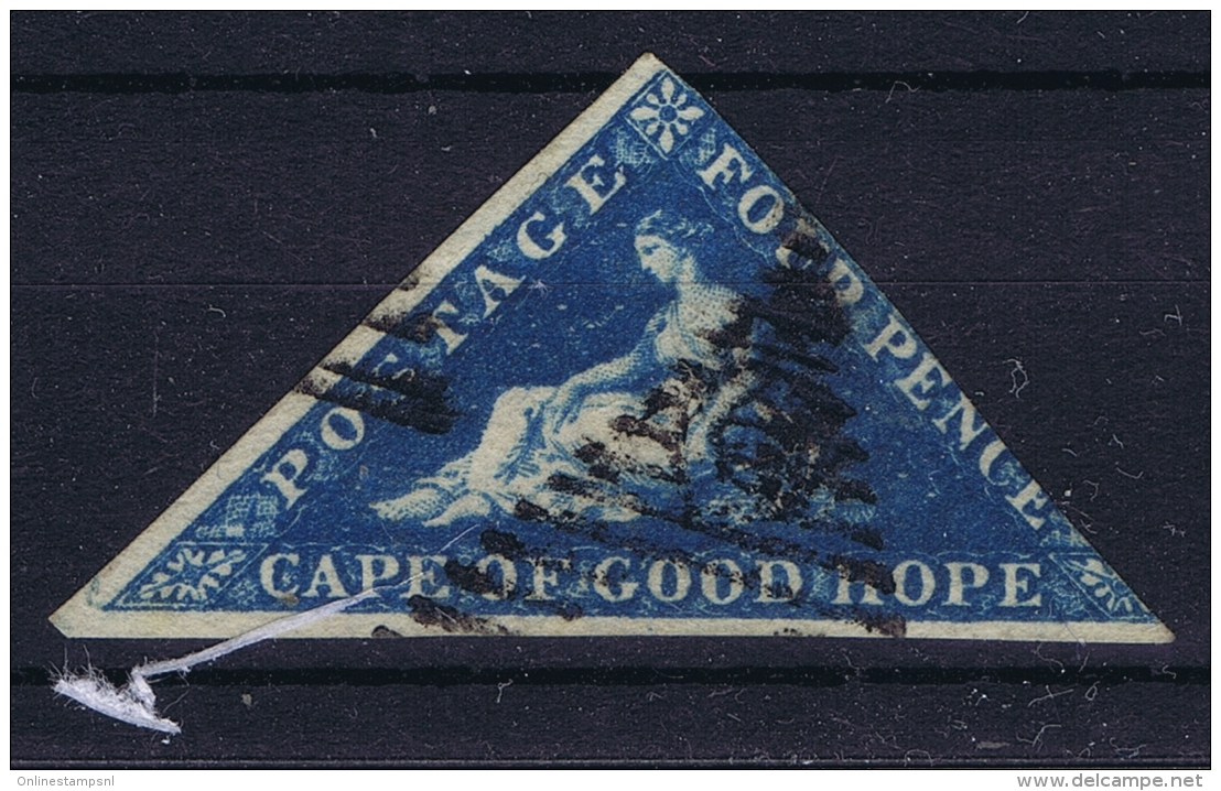 Cape Of Good Hope: 1855 -1863  4 D Blue  Cancelled Mi 2 (white Dust Is Not On Stamp) - Cape Of Good Hope (1853-1904)