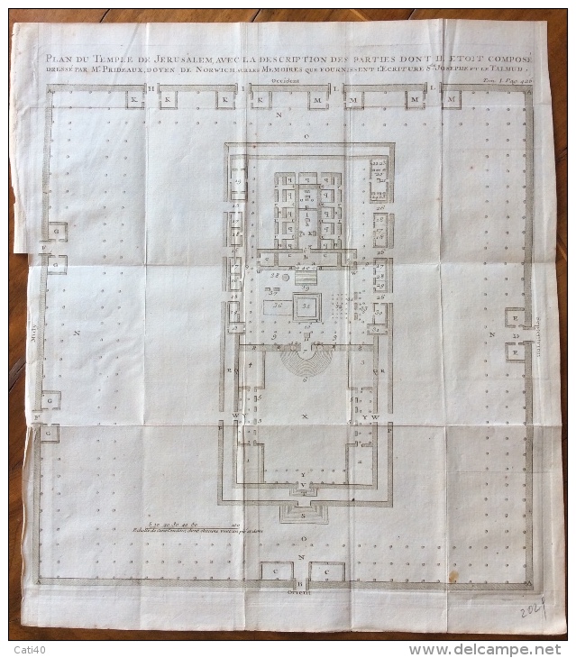 JERUSALEM GERUSALEMME  ANTICA STAMPA DEL TEMPIO DI GERUSALEMME CON LE NOTE ESPLICATIVE - BB - Altri & Non Classificati