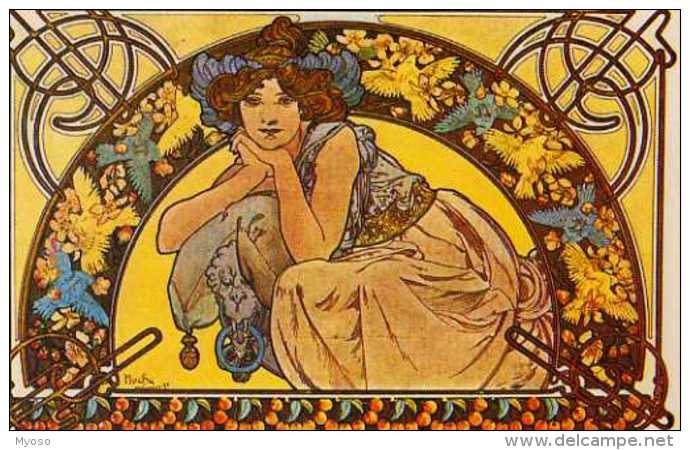 Alphonse MUCHA Carte Moderne, Fleur De Cerisier - Mucha, Alphonse