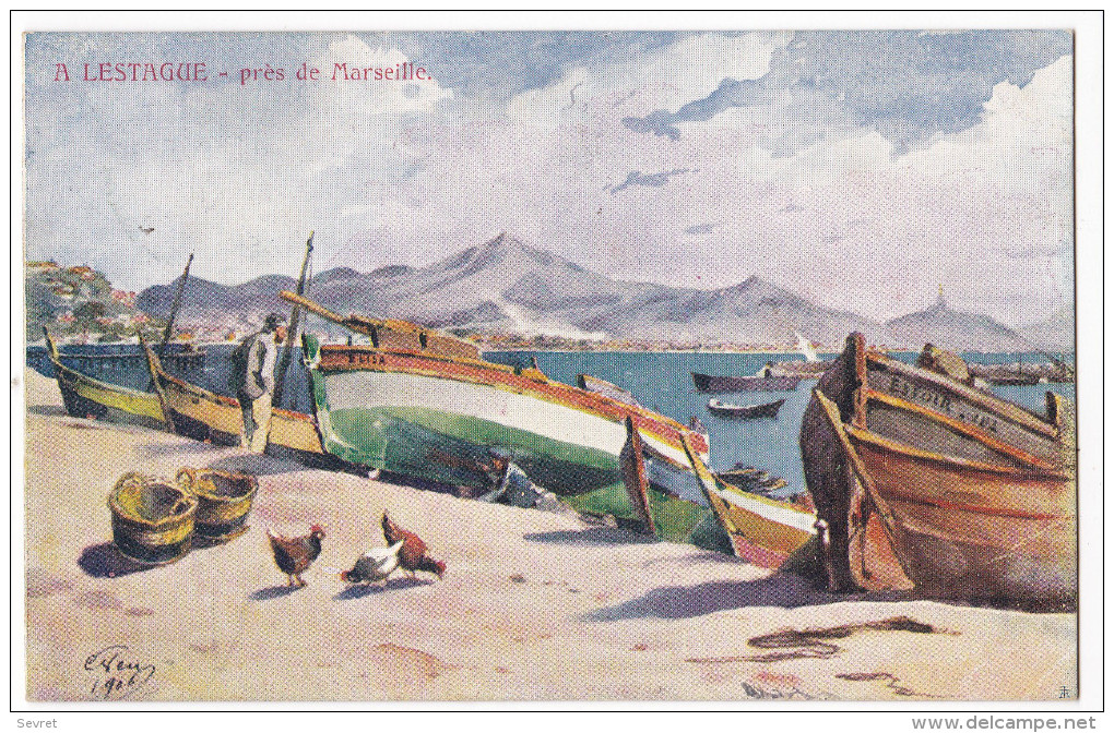 MARSEILLE- LESTAQUE. Superbe Carte Illustrée Par EVEN En 1906 - L'Estaque