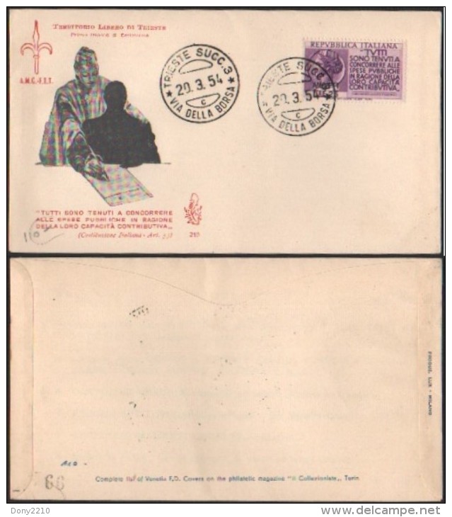 Fdc Venetia Ts 1954 215 Denuncia Dei Redditi - Sonstige & Ohne Zuordnung