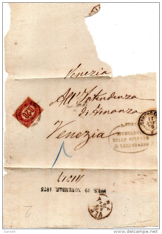 1875  LETTERA CON ANNULLO CAMPOBASSO - Servizi