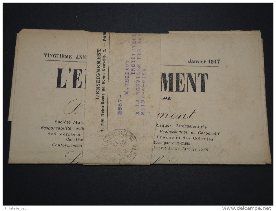 FRANCE - Exemplaire N° 108 De L´Enseignement Reçu Mais Non Ouvert - 1917 - A Voir -  P20703 - Zeitungsmarken (Streifbänder)