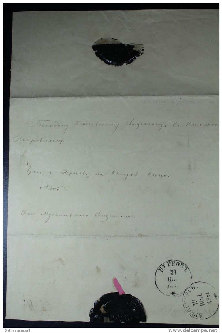 Russia, Livland/Estland Letter Mustjala + Cancels ARENDSBURG + Pernov 1881 Waxsealed - ...-1857 Vorphilatelie