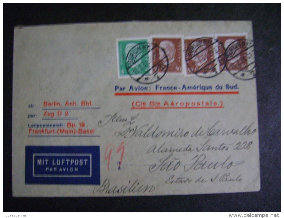 AEROPOSTALE - LETTER SENT TO BERLIN (GERMANY) TO SAO PAULO (BRAZIL), AS - Post