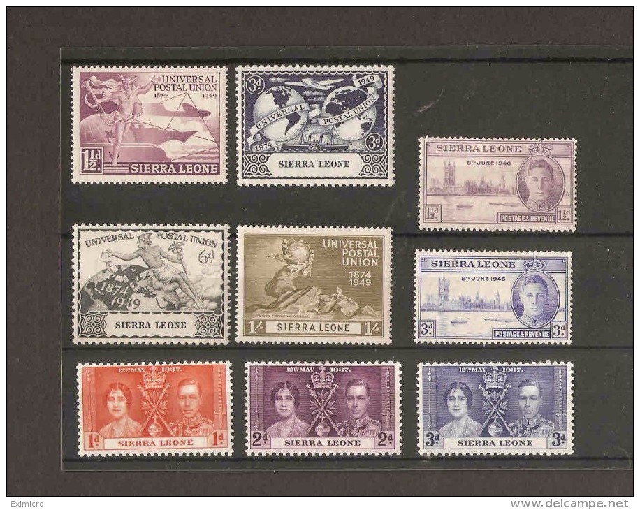 SIERRA LEONE 1937 - 1949 KING GEORGE VI COMMEMORATIVE SETS MOUNTED MINT Cat £6.40 - Sierra Leone (...-1960)