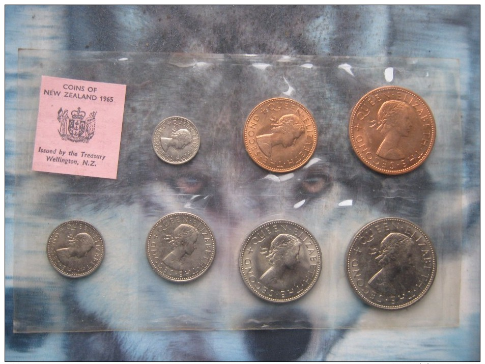 New Zealand 1965 UNC 7 Coin Set 1/2 Penny - Half-Crown Sealed Pack By Royal Mint - New Zealand