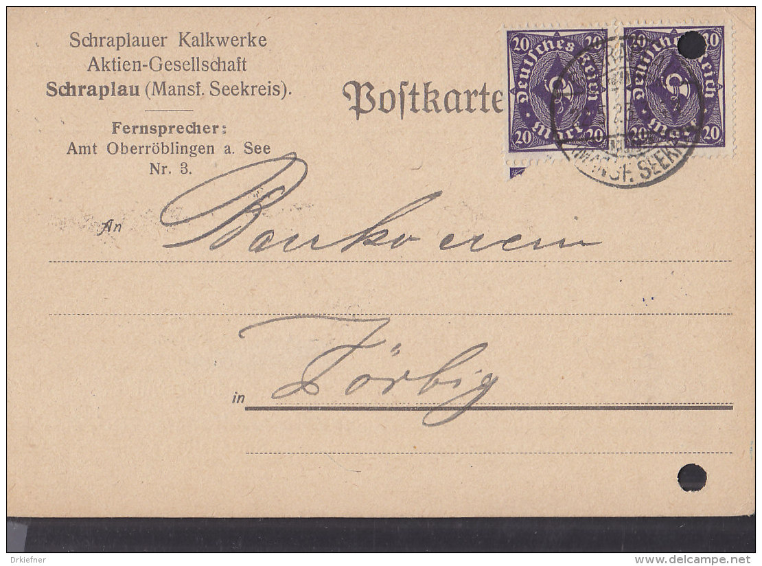 INFLA DR 2x 230 P MeF, Auf PK Der Schraplauer Kalkwerke, Mit Stempel: Schraplau 22.5.1923 - Otros & Sin Clasificación