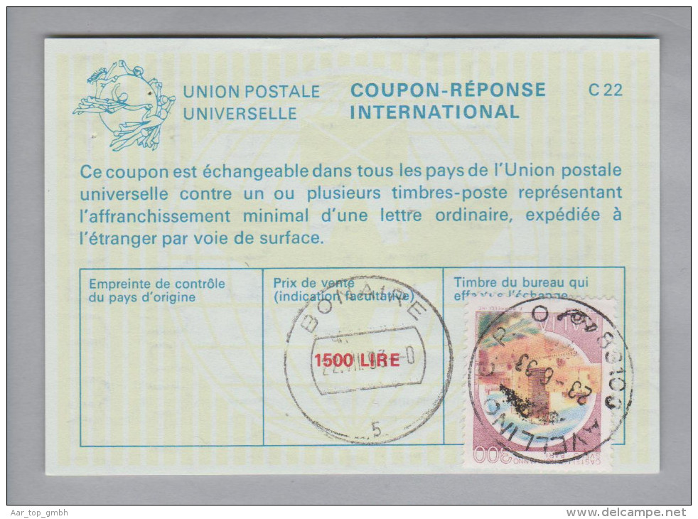 Italien Ganzsache Coupon Réponse International 1993-06-23 1500 Lire - Entiers Postaux