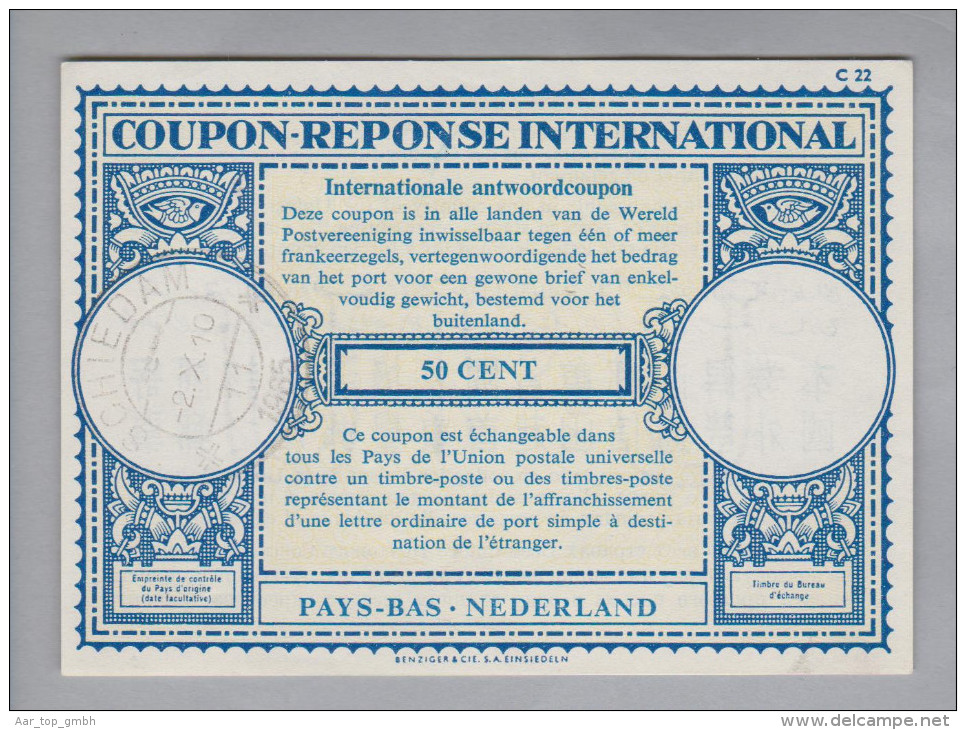 Niederlande Ganzsachen Coupon Réponse International 1965-10-02 Schiedam 50 Cent - Postal Stationery