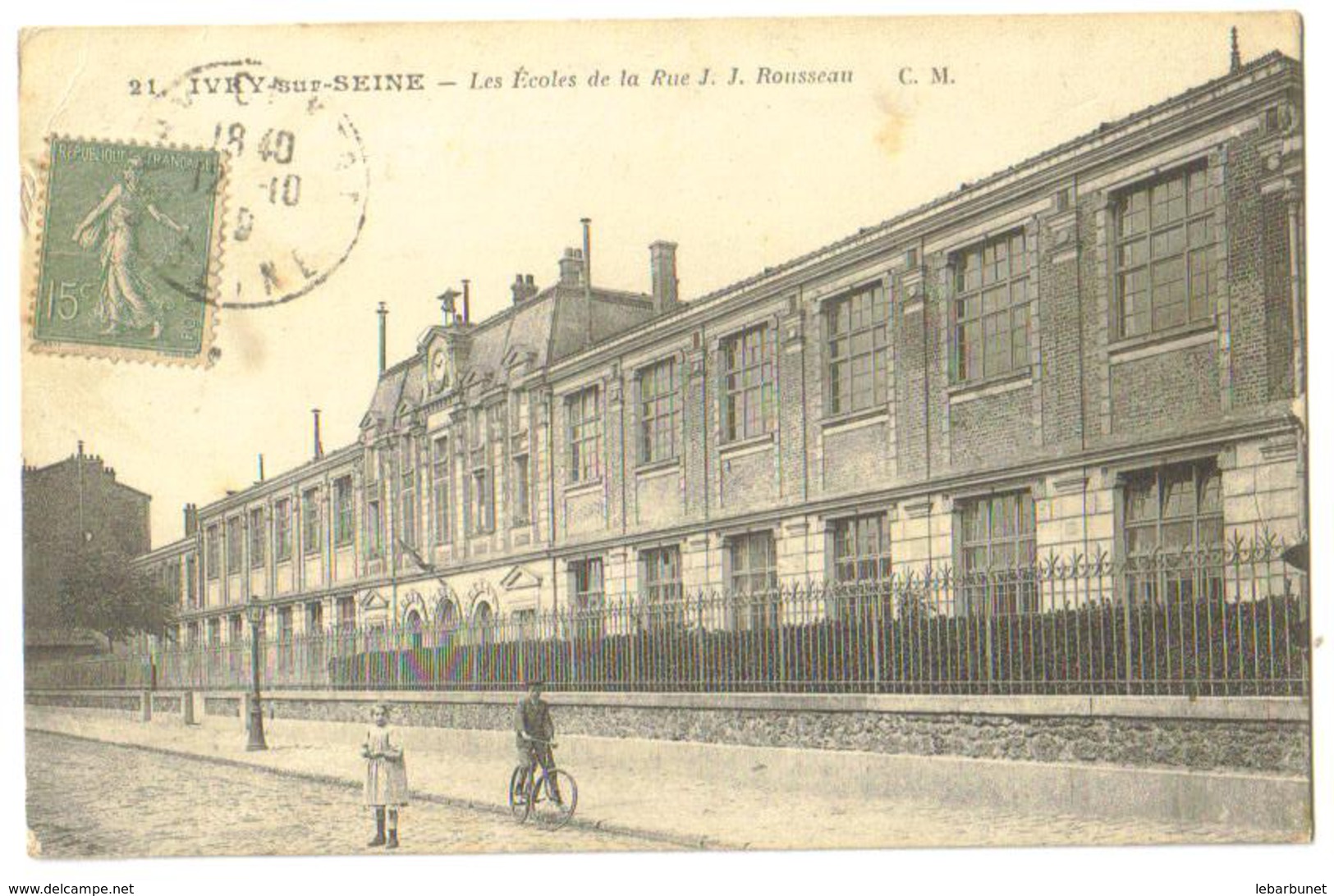 Carte Postale Ancienne 1919 Ivry-sur-Seine (94) Les Ecoles De La Rue J.J.Rousseau - Ivry Sur Seine