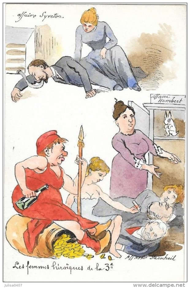 JUSTICE Les Femmes Héroiques De La 3ème Syveton Humbert Steinheil Carte Illustrée Non Signée - Evènements