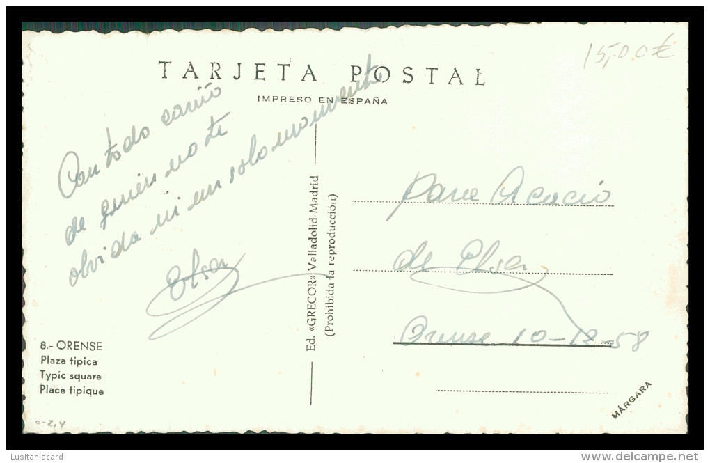 ORENSE -   Plaza Tipica  ( Ed. Grecor Nº 8)  Carte Postale - Orense