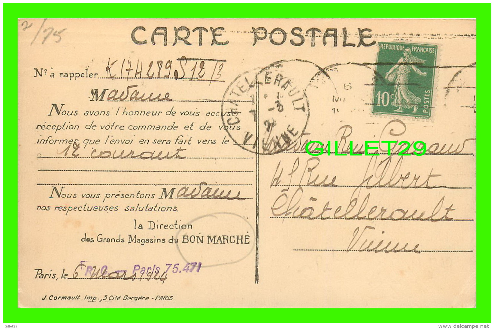 ADVERTISING - PUBLICITÉ - LES GRANDS MAGASINS DU BON MARCHÉ, PARIS - CIRCULÉE EN 1904 - GRAND &amp; PETIT PALAIS - - Publicité