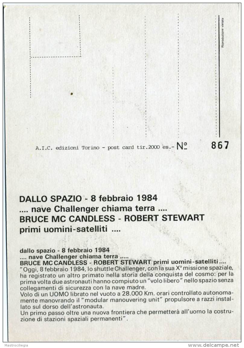 MC CANDLESS  STEWART  Volo Libero Nello Spazio  Shuttle Challenger - Astronomia