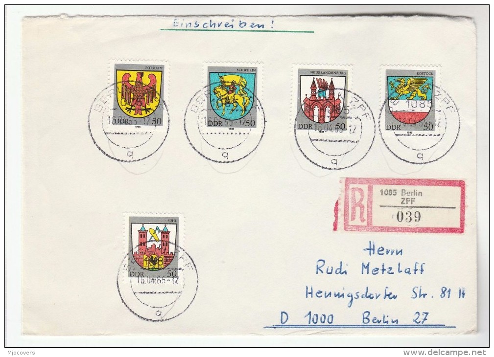 1965 EAST GERMANY COVER Stamps ARMS GRIFFIN HORSE Etc Ddr Heraldic - Covers & Documents