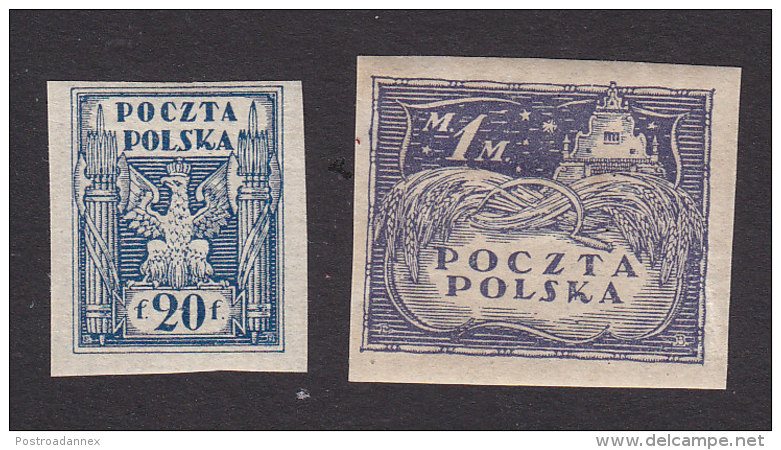 Poland, Scott #85, 88, Mint Hinged, Eagle And Fasces, Agriculture, Issued 1919 - Unused Stamps