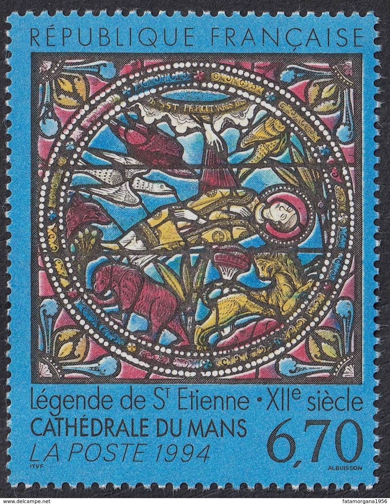 FRANCE Francia Frankreich - 1994 - Yvert 2859, Vitrail Roman De La Cathédrale Du Mans, Neuf, Parfait - Nuevos