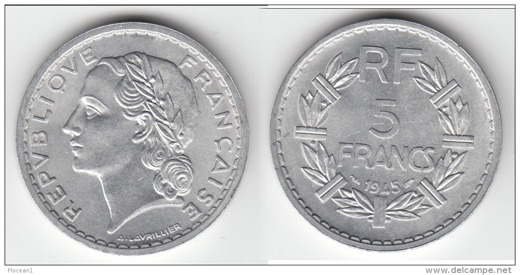 QUALITE **** 5 FRANCS LAVRILLIER 1945 - ALUMINIUM **** EN ACHAT IMMEDIAT !!! - Autres & Non Classés