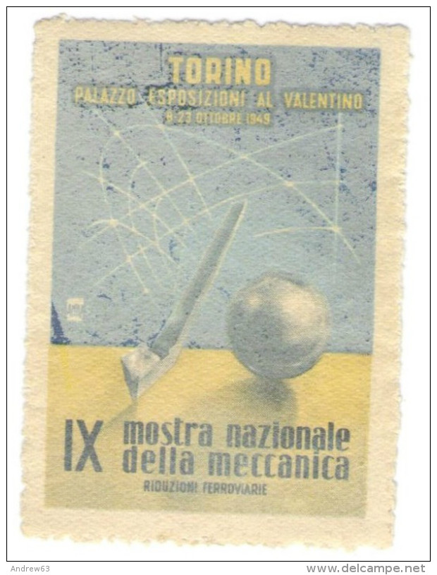 ERINNOFILI VIGNETTE CHIUDILETTERA CINDERELLA - 1949 - IX Mostra Nazionale Della Meccanica - Usato - Erinnofilia