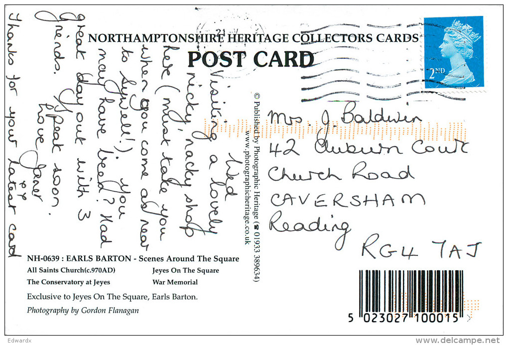 Earls Barton, Northamptonshire, England Postcard Posted 2009 Stamp - Northamptonshire