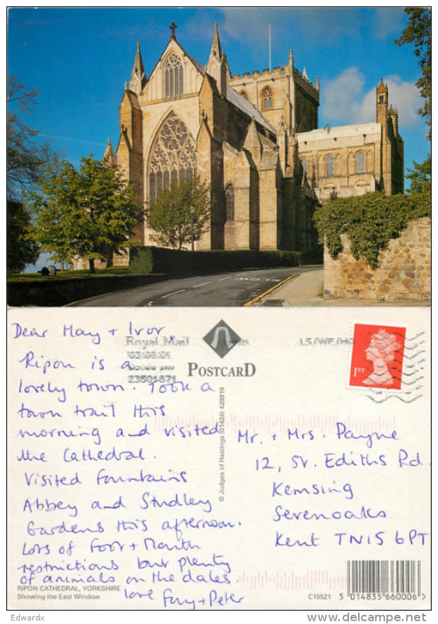 Cathedral, Ripon, Yorkshire, England Postcard Posted 2001 Stamp - Autres & Non Classés