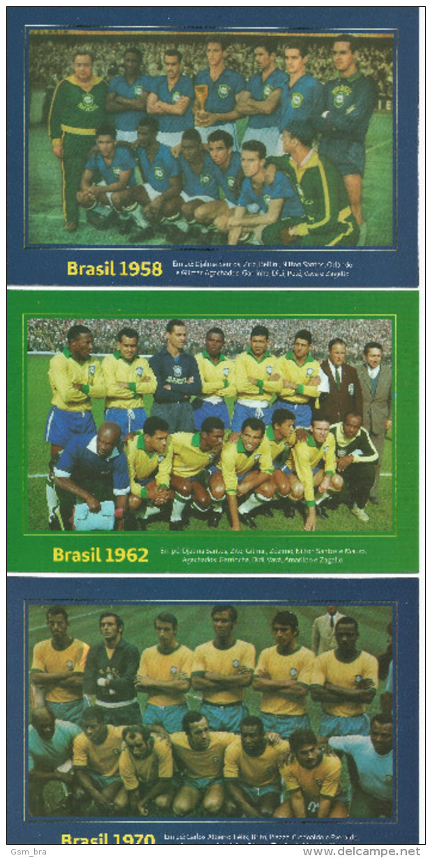 BRAZIL: Six Postcards With Images "World Champion" (1958, 1962, 1970, 1994, 2002) And Stadiuns. Football, Soccer, Pele - Football