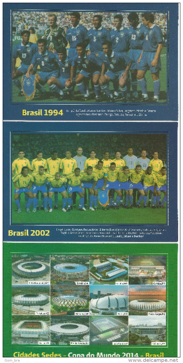 BRAZIL: Six Postcards With Images "World Champion" (1958, 1962, 1970, 1994, 2002) And Stadiuns. Football, Soccer, Pele - Football