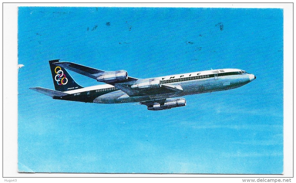 (RECTO / VERSO) BOEING 707 - SUPER FAN JET EN 1973 - OLYMPIC AIRWAY - 75 - FORMAT CPA - 1946-....: Moderne