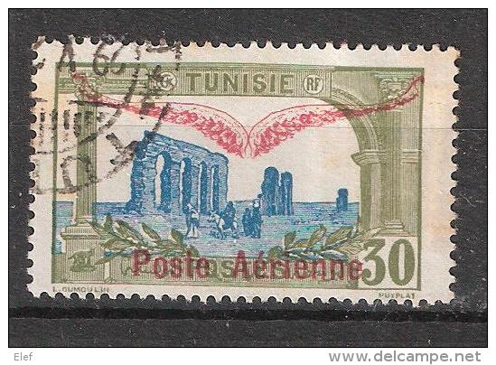 TUNISIE , Poste Aérienne / Airmail 1920  Yvert N° 2, 30 C Olive / Bleu  Obl TB - Airmail