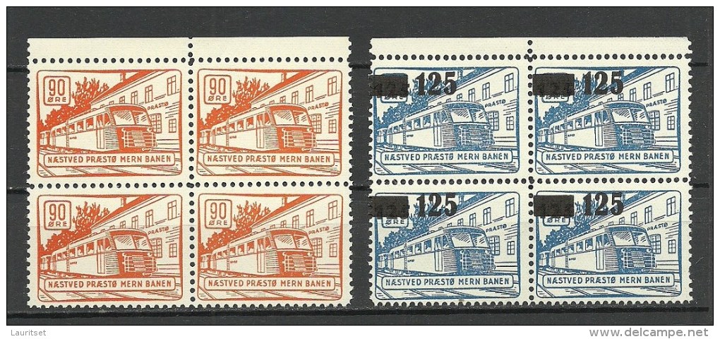 DENMARK Dänemark Railway Eisenbahn Zugpost 2 X 4-Block MNH - Neufs