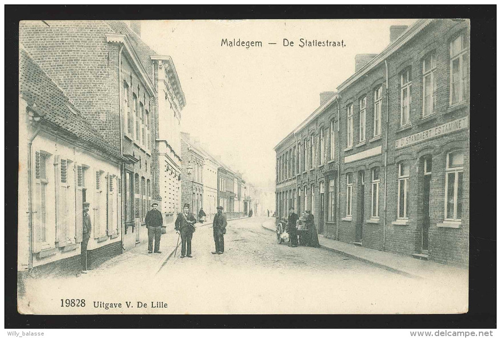 G. CPA - MALDEGEM - De Statiestraat - Estaminet - Cachet Feldpost  // - Maldegem