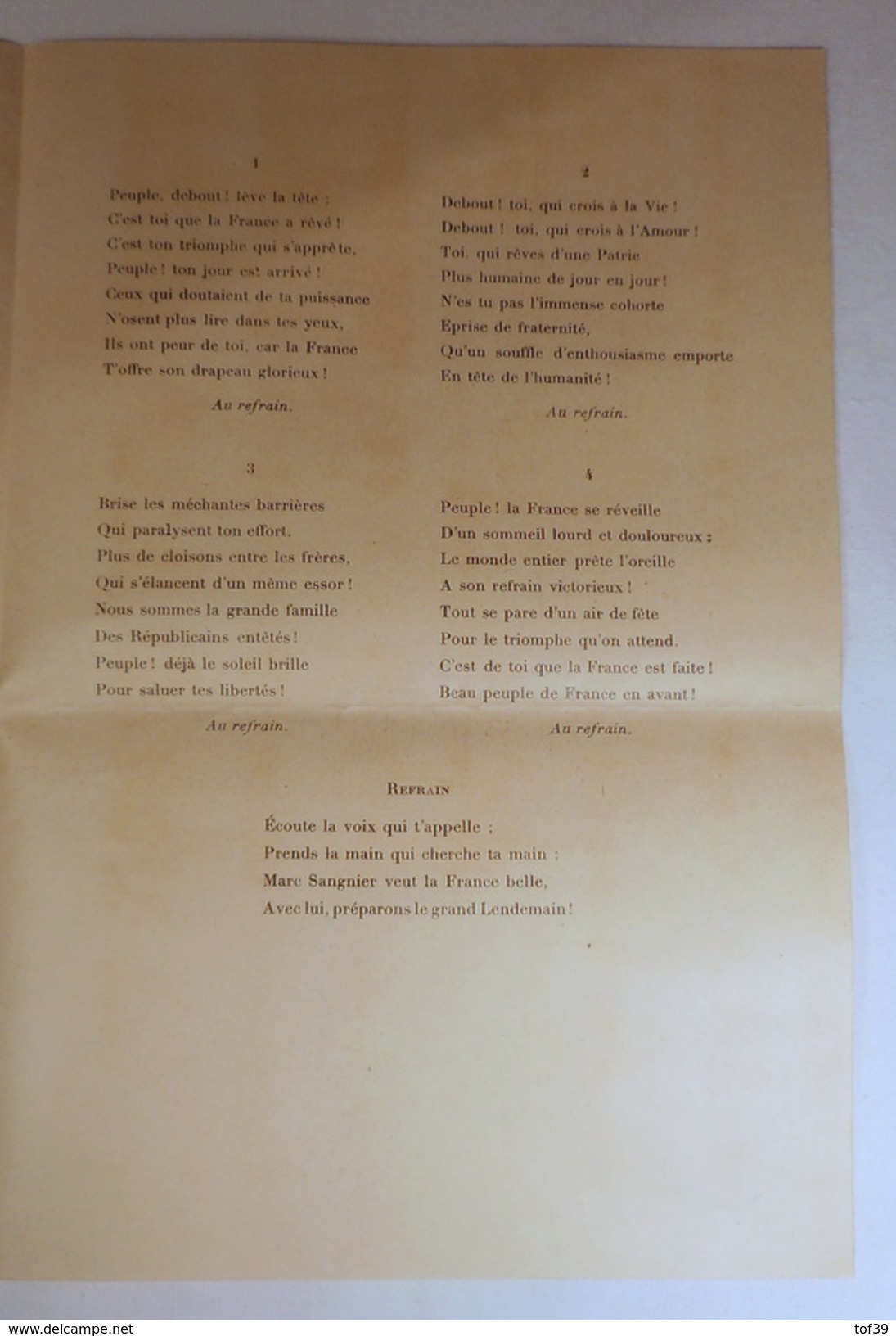 Partitions Musicales Par Henri Colas Pour Marc Sangnier Le Candidat De La Démocratie - Noten & Partituren