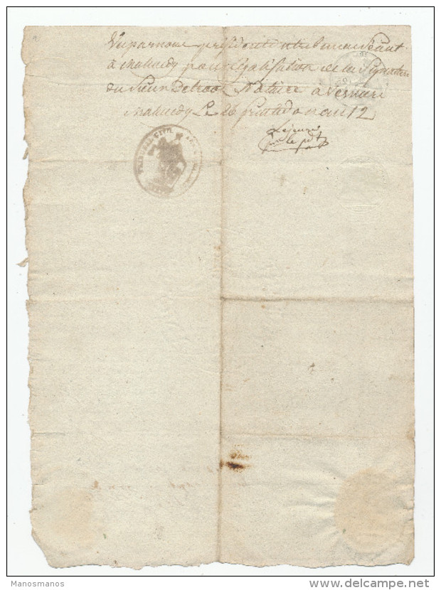 602/24 - VERVIERS - Papier Fiscal An 12 (1803/4) - Acte Epoux Godon Zourbroude Devant Le Notaire Detrooz - 1794-1814 (Période Française)
