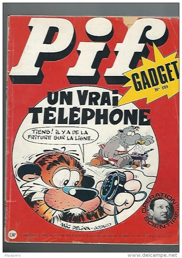 Pif Gadget N°159 Un Vrai Téléphone - Teddy Ted - Robin Des Bois - Albert Ducrocq Sur Europe 1 De 1972 - Pif Gadget