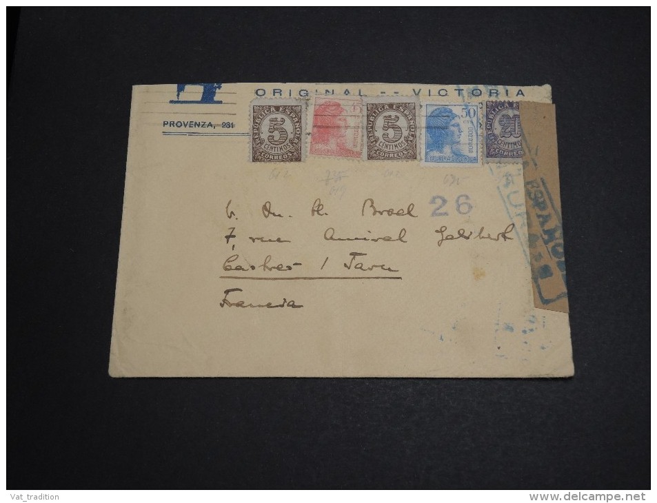 ESPAGNE - Enveloppe Pour La France En 1938 Avec Censure - A Voir - L 2899 - Marcas De Censura Republicana