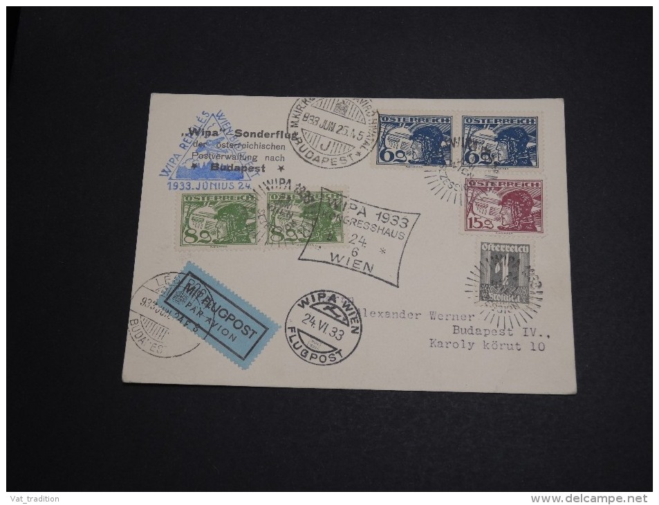 AUTRICHE - Carte Par Avion Wien / Budapest En 1933 , Affranchissement Et Oblitérations Plaisants - A Voir - L 2902 - Briefe U. Dokumente