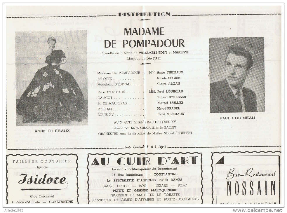 CONSTANTINE      MADAME DE POMPADOUR     1960 - Théâtre & Déguisements