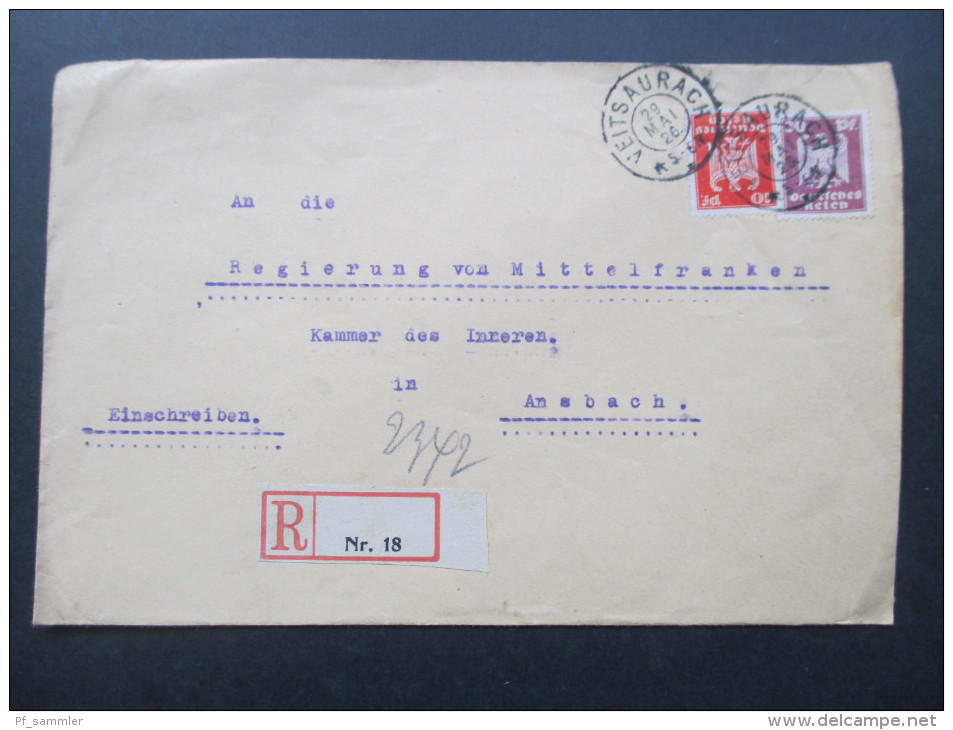 DR 1920/30er Jahre Einschreiben / R-Briefe Bayrische Postämter. 1 leerer R-Zettel! 22 Belege!! Sehr interessanter Posten