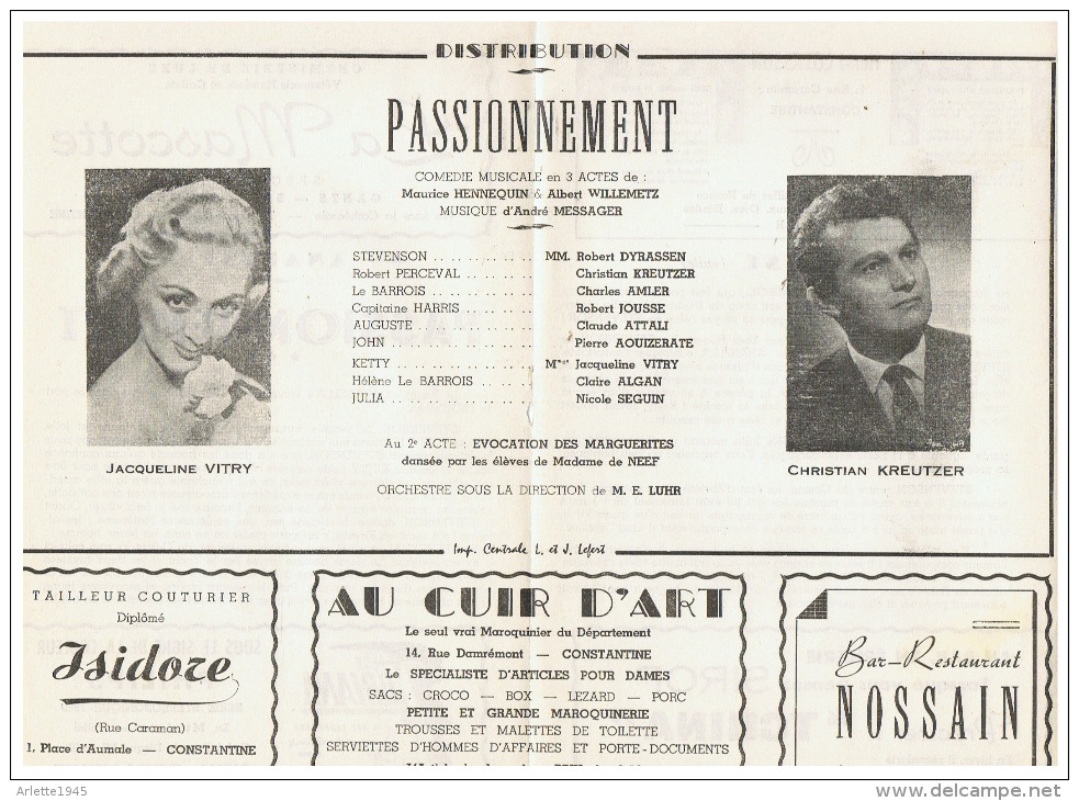 CONSTANTINE      PASSIONNEMENT    1960 - Théâtre & Déguisements