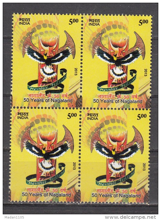 INDIA,  2013, 50 Years Of Nagaland,  Block Of 4,  MNH, (**) - Nuovi