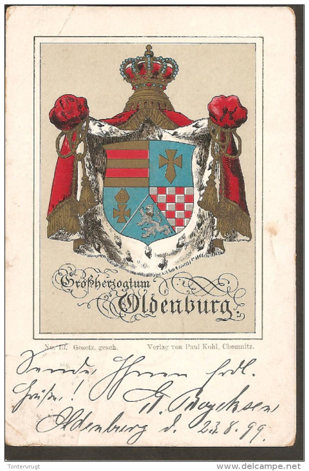 Oldenburg. Grossherzogtum Oldenburg Wappen 1899 - Oldenburg