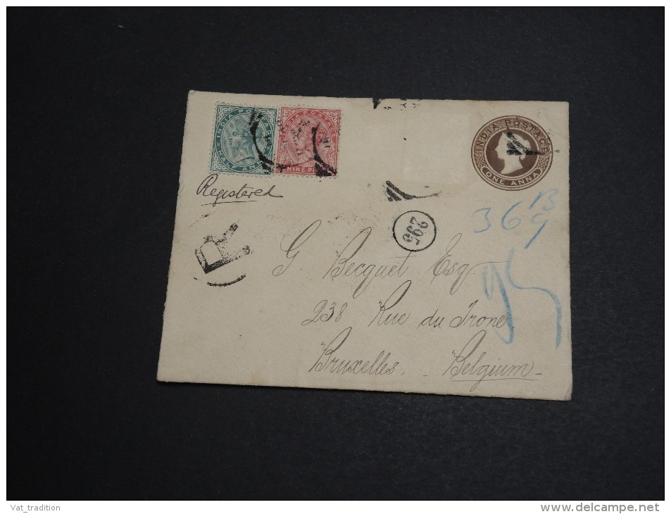 GRANDE BRETAGNE / INDES - Entier Postal En Recom. Pour La Belgique 1891 ,affranchissement Incomplet - A Voir - L 2956 - 1882-1901 Empire