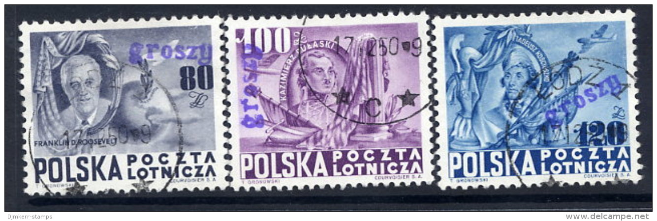 POLAND 1950 Currency Reform Handstamp On USA Constitution Set Used.  Michel 617-19 - Gebraucht