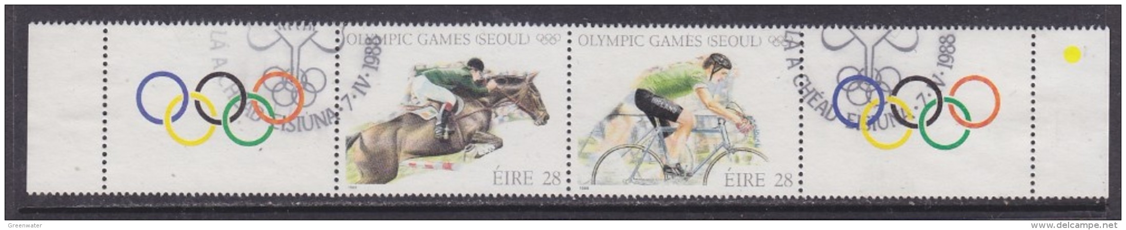 Ireland 1988 Olympic Games Strip 2v + Labels Used (32275) - Gebruikt