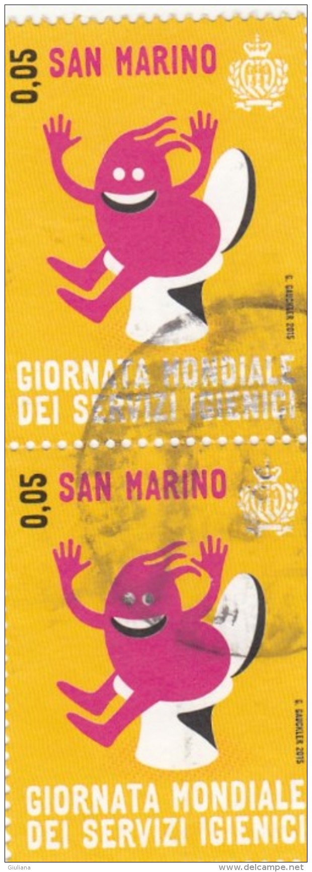 San Marino 2015 - Sassone 2485 Used  In Coppia  Giornata Mondiale Servizi Igienici - Oblitérés