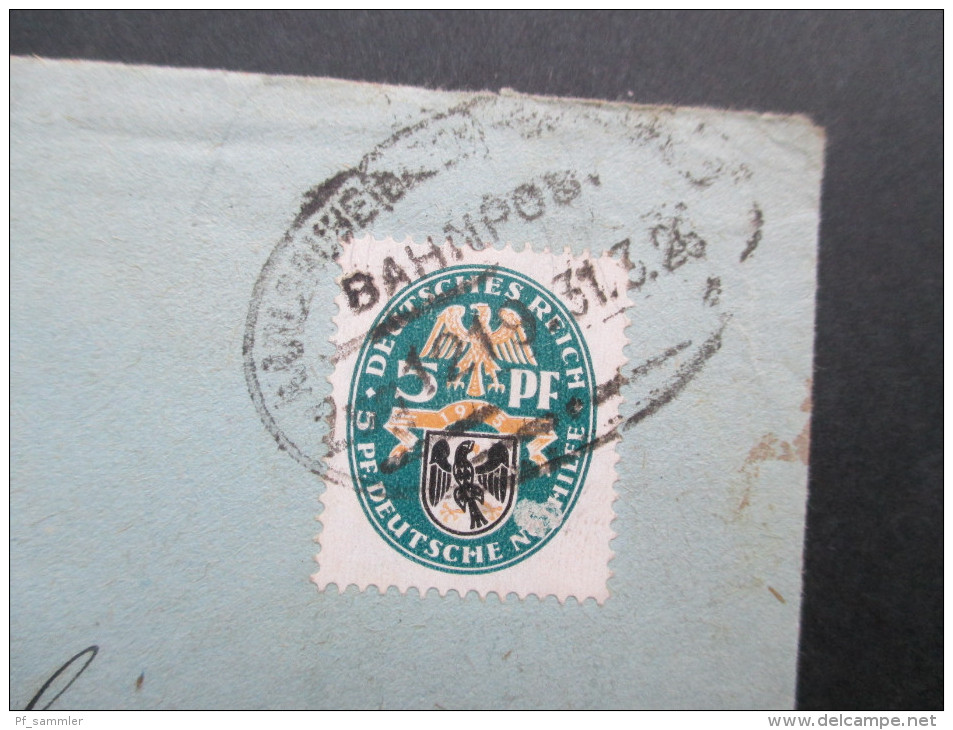 DR 1926 Nr. 375 Unterrand Mehrfachfrankatur . Deutsche Nothilfe. Bahnpost Zug 121 - Briefe U. Dokumente