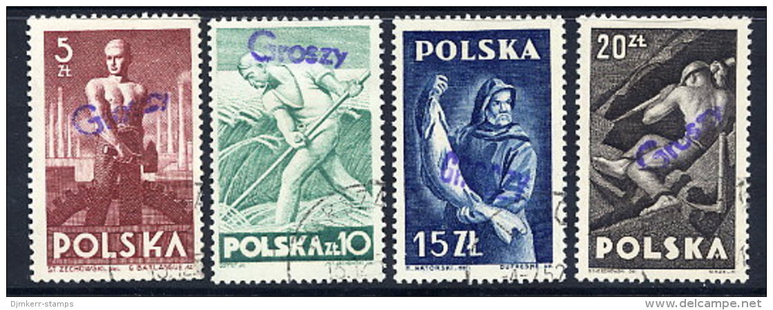 POLAND 1950 Currency Reform Handstamp On Occupations Set, Used.  Michel 580-83 - Gebraucht