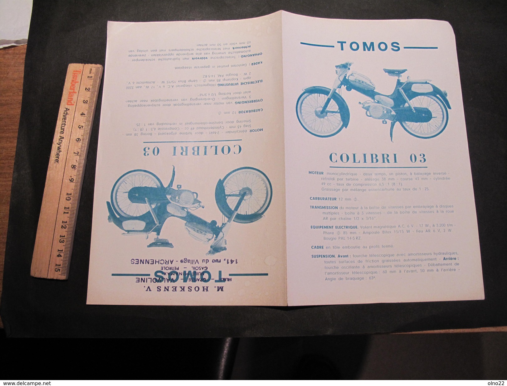 CYCLOMOTEUR TOMOS - COLIBRI 03 -Ets. HOSKENS V. - ARCHENNES - Publicités