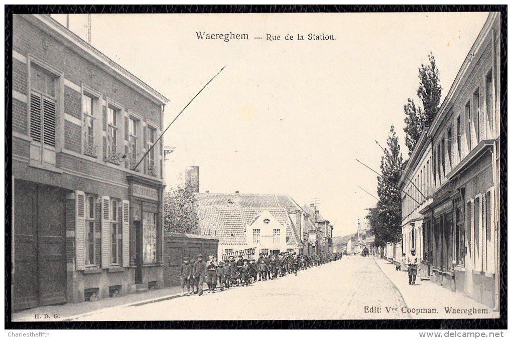 WAEREGHEM - WAREGEM *** RUE DE LA STATION Met Schooljongens *** - PRACHTKAART - Waregem